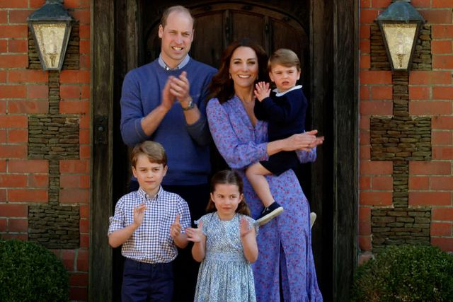 LONDON, ENGLAND - APRIL 23: In this screengrab, Prince William, Duke of Cambridge, Catherine Duchess of Cambridge, Prince George of Cambridge, Princess Charlotte of Cambridge and Prince Louis of Cambridge clap for NHS carers as part of the BBC Children In Need and Comic Relief 'Big Night In at London on April 23, 2020 in London, England.The 'Big Night In' brings the nation an evening of unforgettable entertainment in a way we've never seen before. Raising money for and paying tribute to those on the front line fighting Covid-19 and all the unsung heroes supporting their communities. (Photo by Comic Relief/BBC Children in Need/Comic Relief via Getty Images)