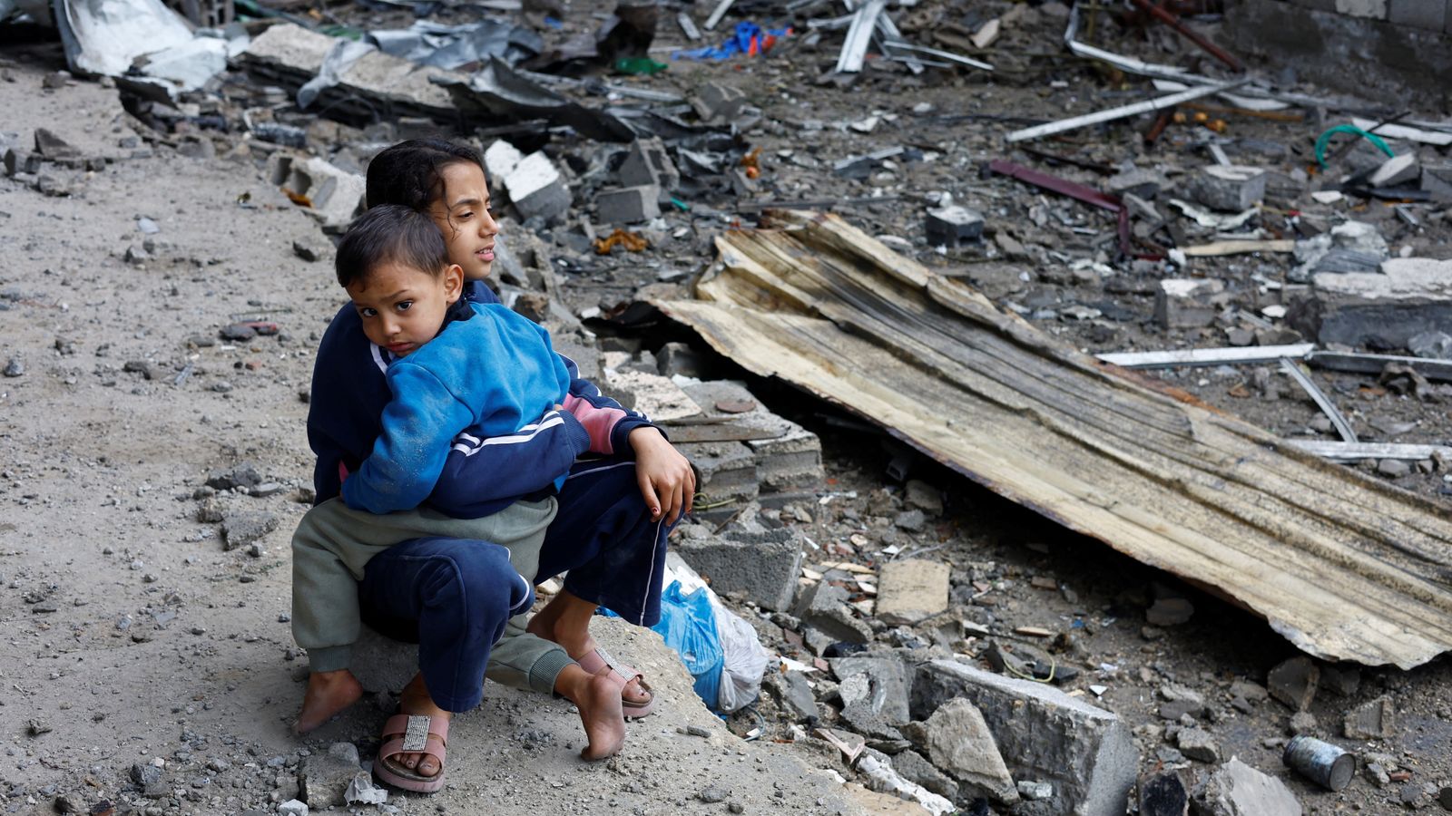 The aftermath of an Israeli strike on a house in central Gaza. Pic: Reuters