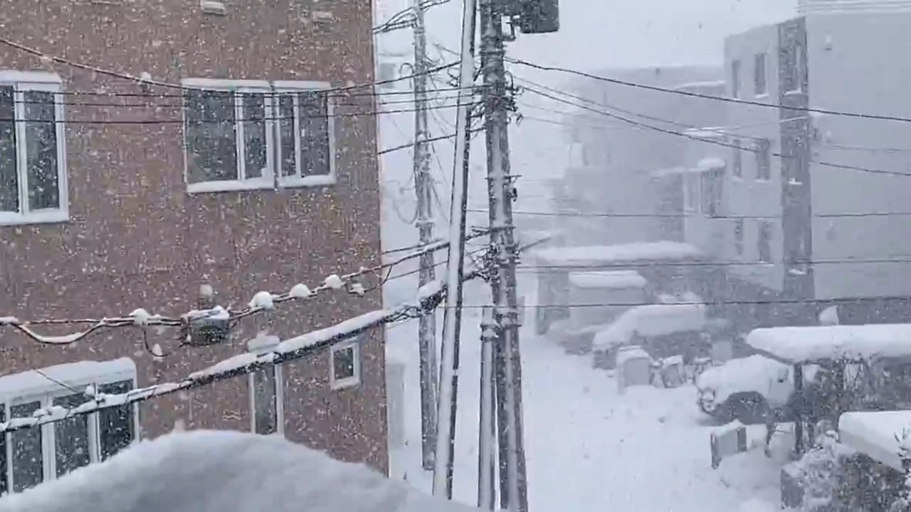 Intense snowfall covers Sapporo during winter storm in Japan