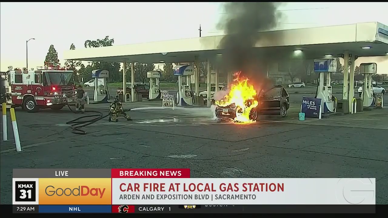 Car catches fire at Sacramento gas station