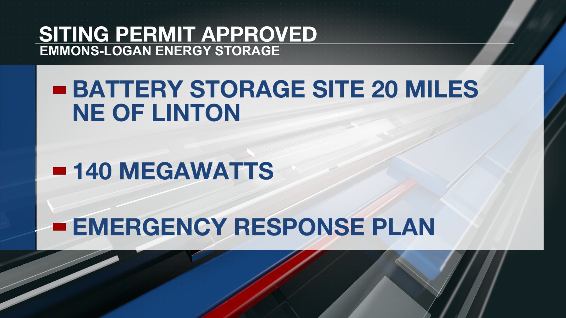 Battery storage site permit for southern ND approved