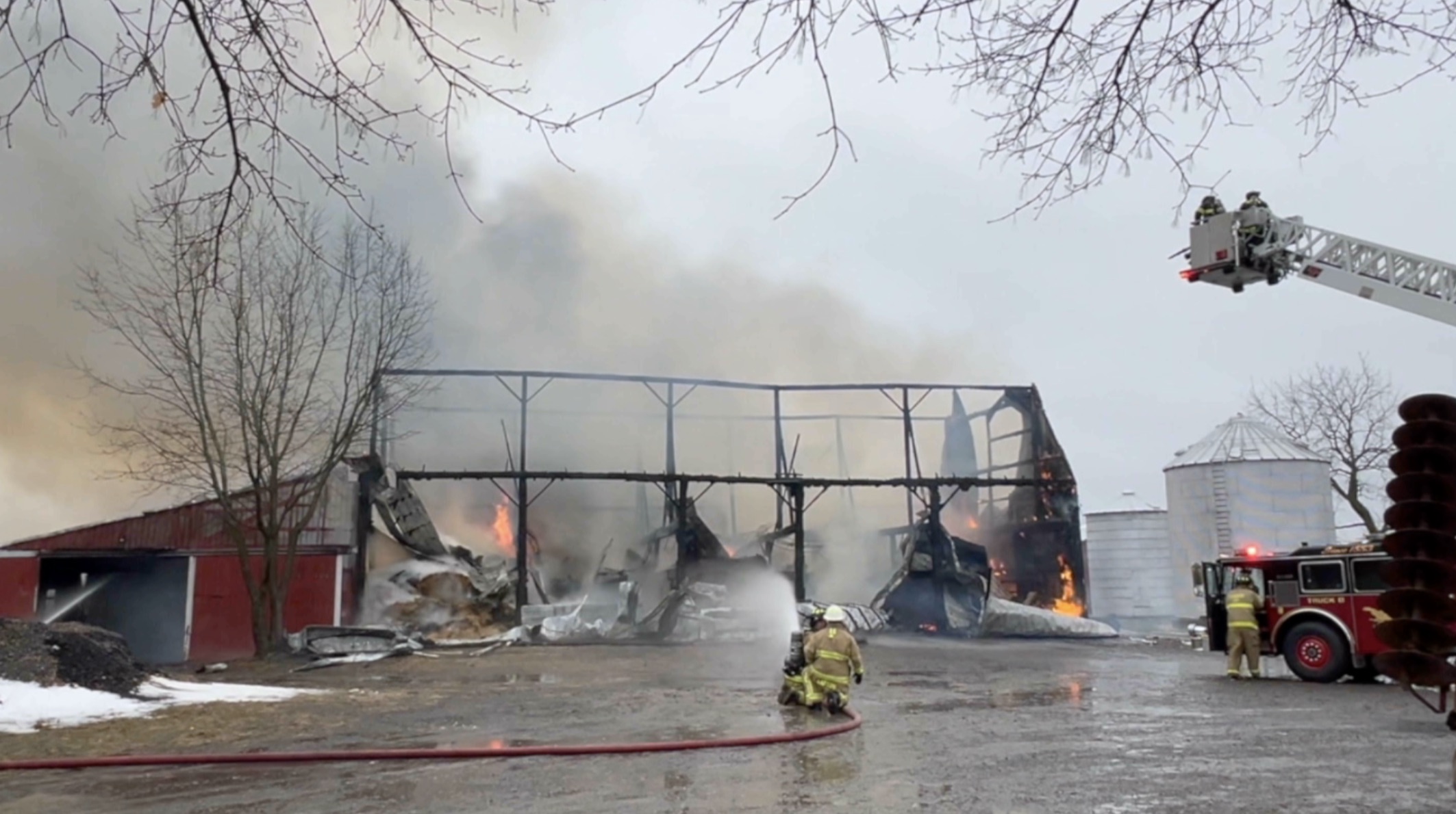 Officers rescue cows from barn fire on Saunders Settlement Road in Lewiston
