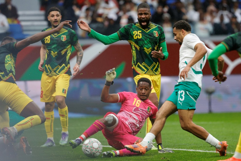 Iliman Ndiaye scores the goal which gave Senegal victory against Mali in their semi-final in Tangiers