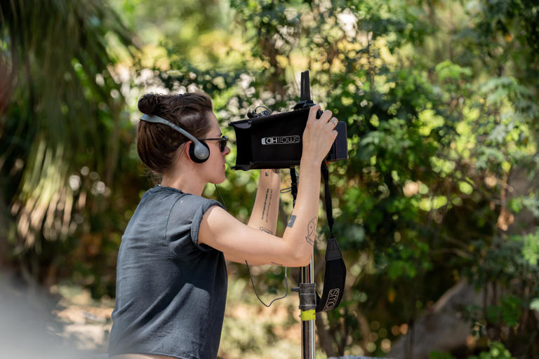 Kristen Stewart behind the scenes of "The Chronology of Water."