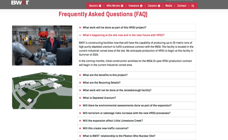 BWXT launches info webpage about Jonesborough high purity depleted ...
