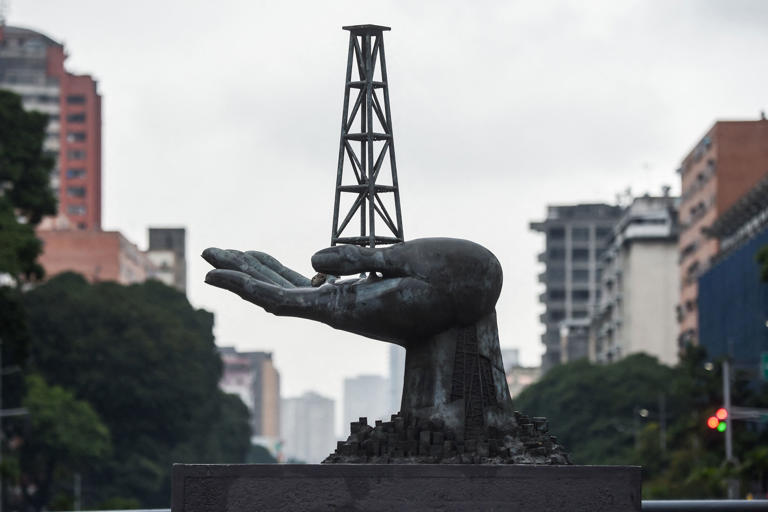 The Peace Monument that is in front of the Petróleos de Venezuela headquarters in Caracas.