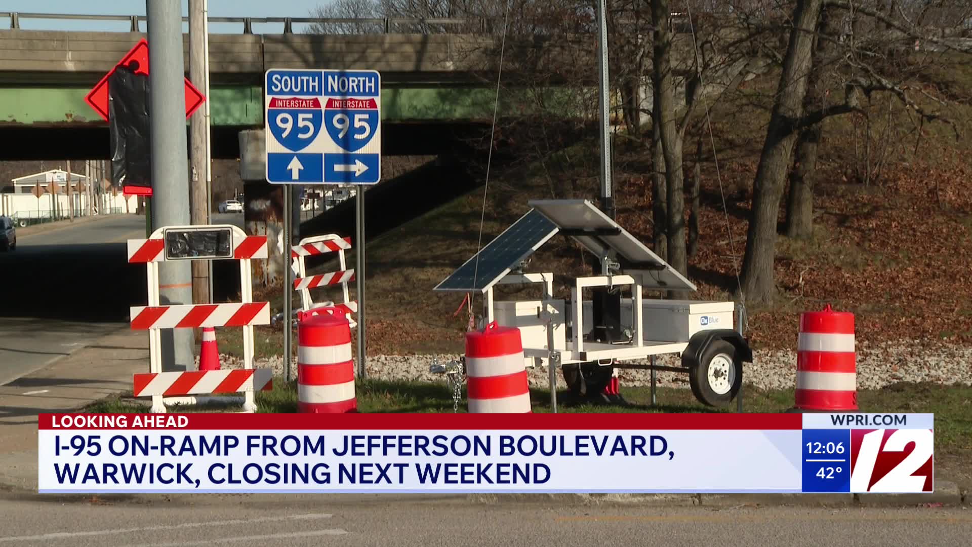 I-95 on ramp from Jefferson Boulevard in Warwick closing next weekend