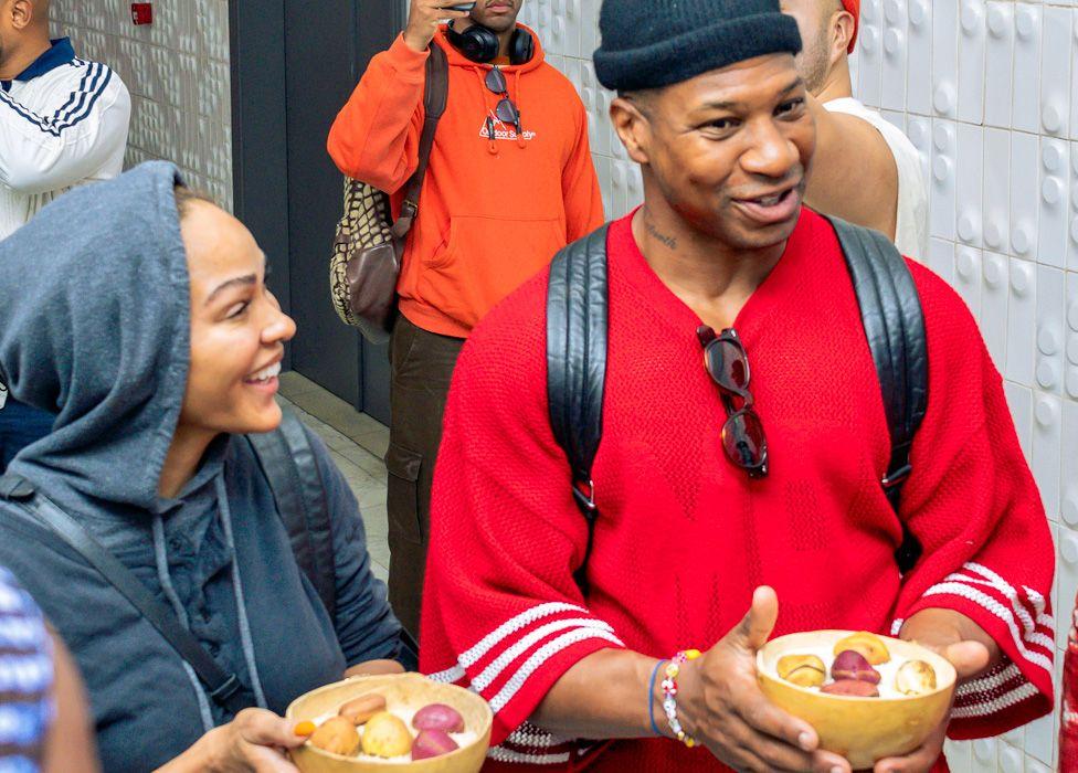 The stars were presented with kola nuts - a culturally symbolic gift of welcome