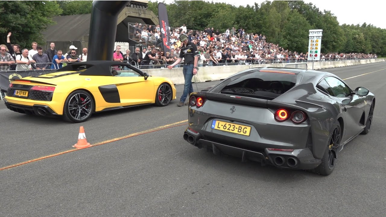 Audi R8 versus Ferrari 812 in a drag race