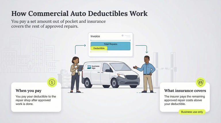 How do commercial car insurance deductibles work?