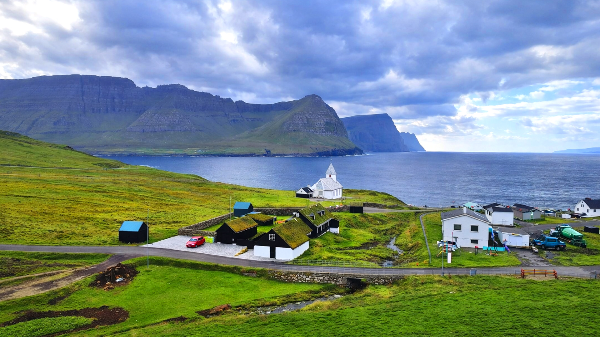 A peaceful coastal village in the Faroe Islands