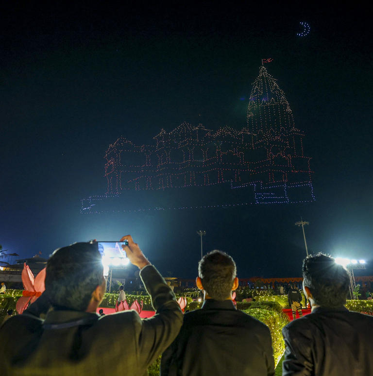 Mega drone show depicts Somnath temple in 3D, huge Shiva formation; PM witnesses