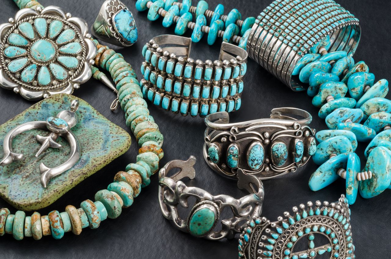 Silver and turquoise jewelry