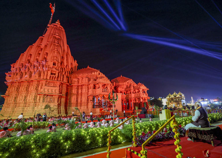 Mega drone show depicts Somnath temple in 3D, huge Shiva formation; PM witnesses
