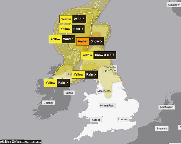 Britain could be hit with foot of snow as Met Office issues amber ...