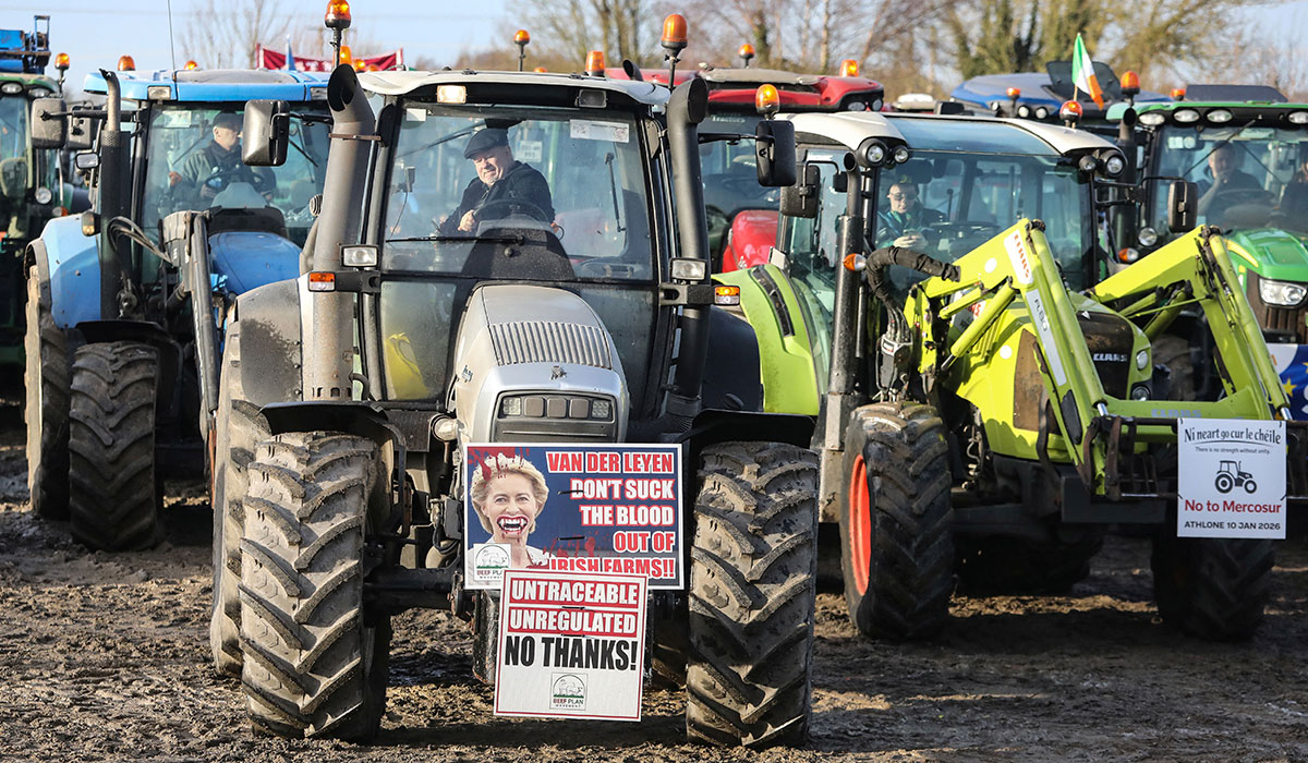 Tractors take over Athlone as farmers rally against Mercosur deal