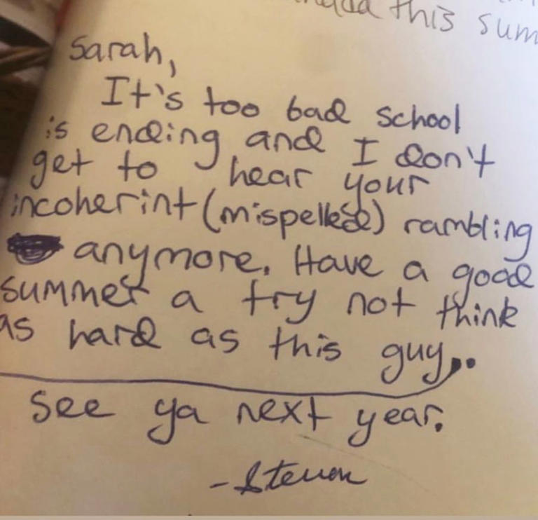 Woman finds unexpected note from husband in her 9th-grade yearbook ...