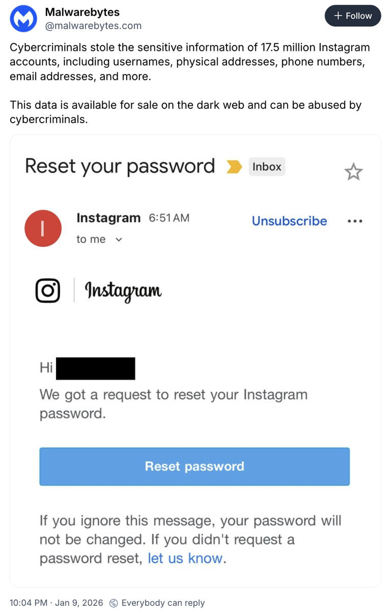 Did Instagram send you a password reset email without asking? Here is what  really happened