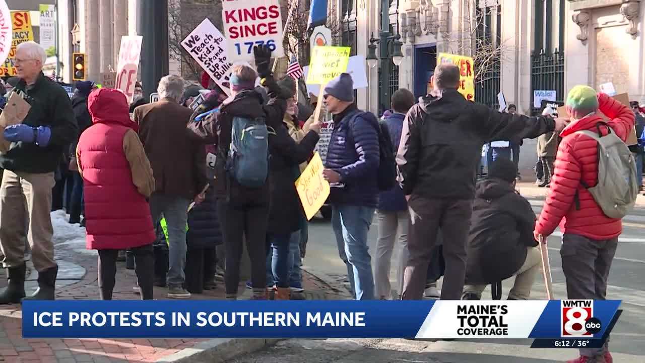 Protests held across southern Maine in the wake of Minneapolis ICE shooting