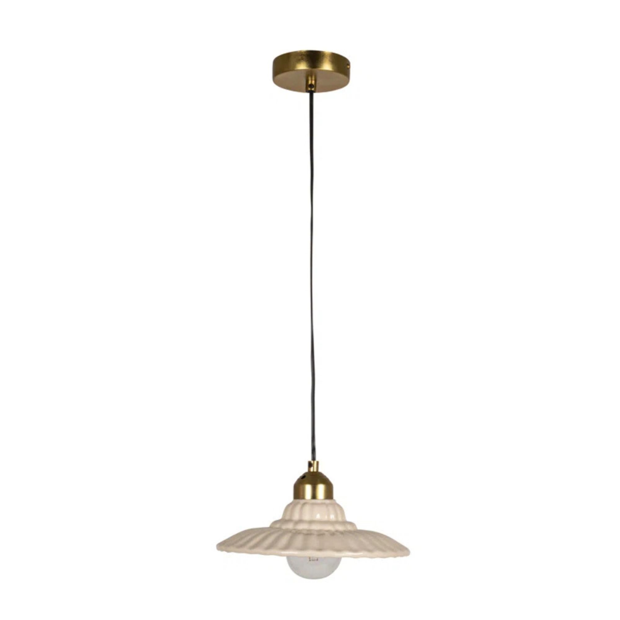 Elegant Stoneware Pleated Pendant Lamp