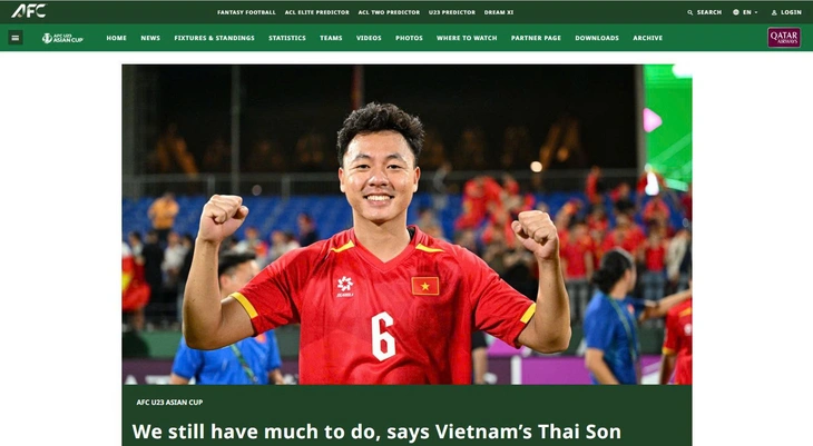 AFC ca ngợi tiền vệ Thái Sơn trước trận đấu với U23 Saudi Arabia