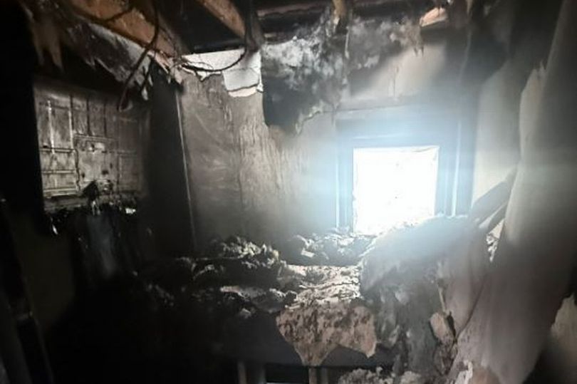 Photos show the inside of family home completely destroyed by a fire