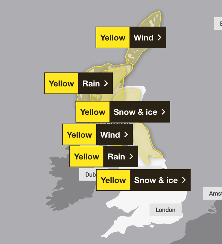 Met Office weather warnings remain in place after deadly Storm Goretti