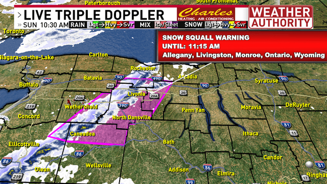 Snow squalls for CNY today, heavy lake effect snow north tomorrow