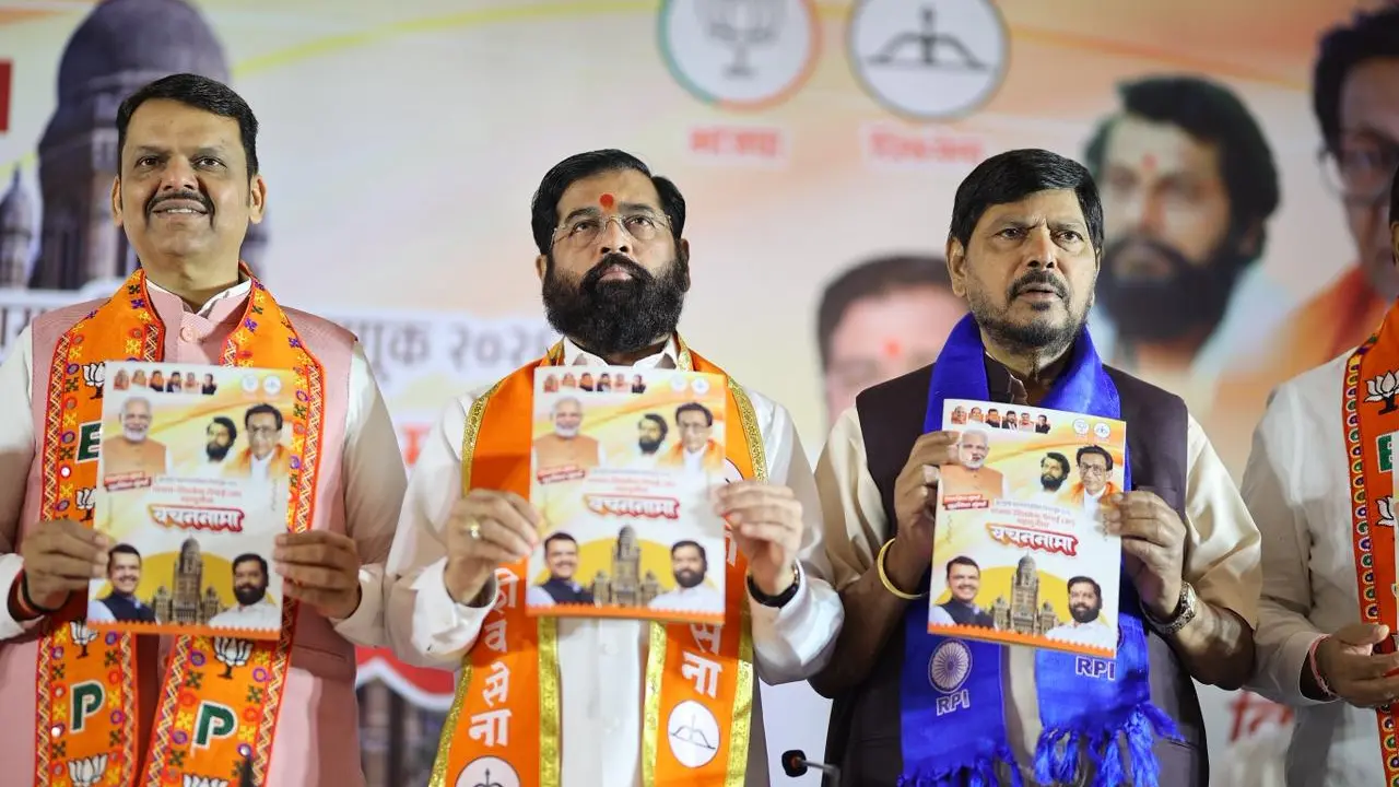 BMC Election 2026: BJP, Sena and RPI (A) release its poll manifesto