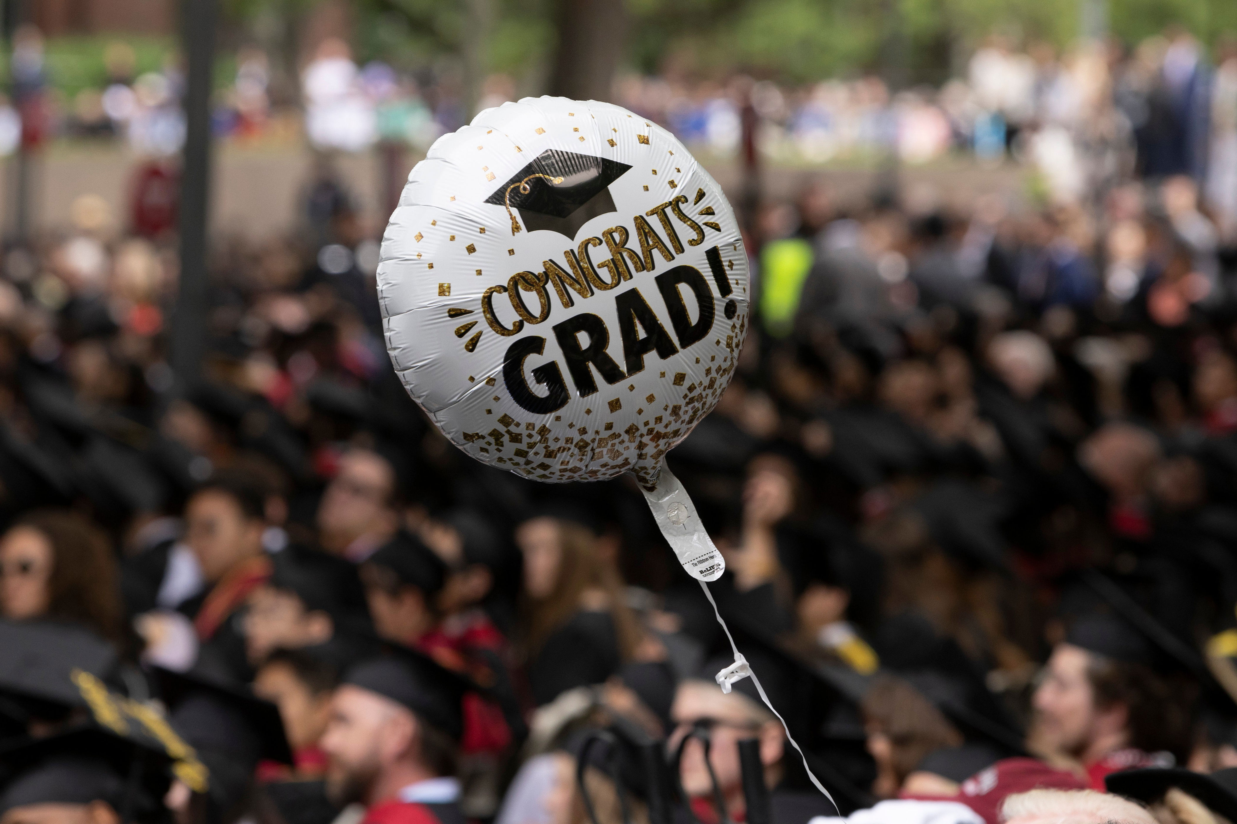 A balloon reading