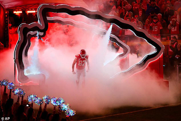 Kelce pictured running out at Arrowhead for potentially the last time on Christmas Day