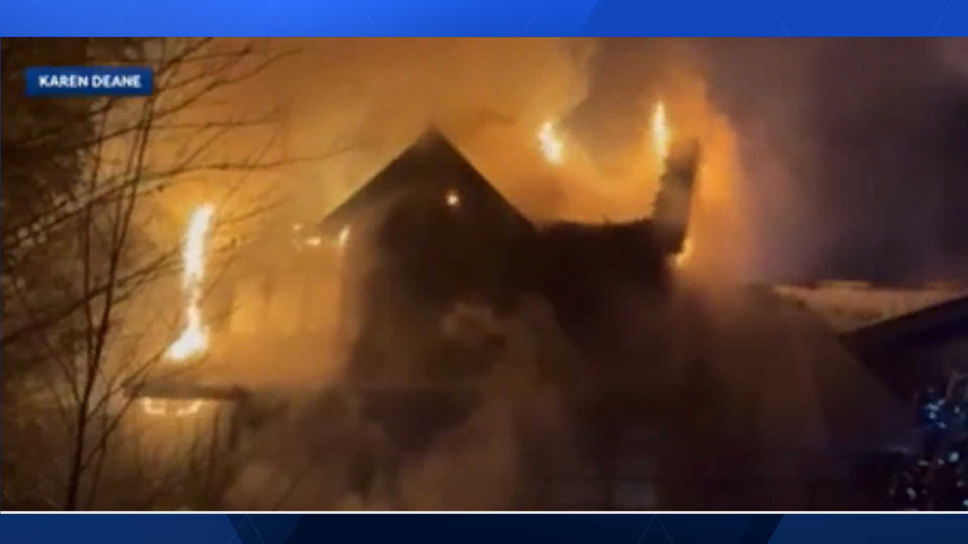 Crews battle house fire near Loon Mountain in Lincoln