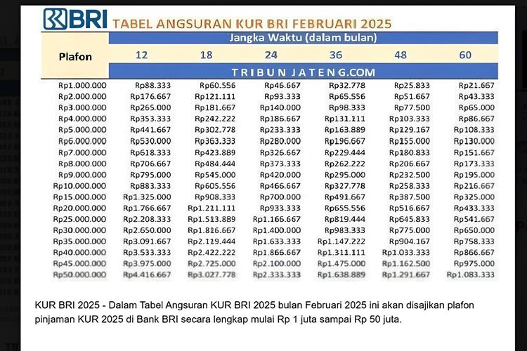 Tabel KUR BRI 2026: Angsuran Bulanan untuk Pinjaman Rp 200 Juta