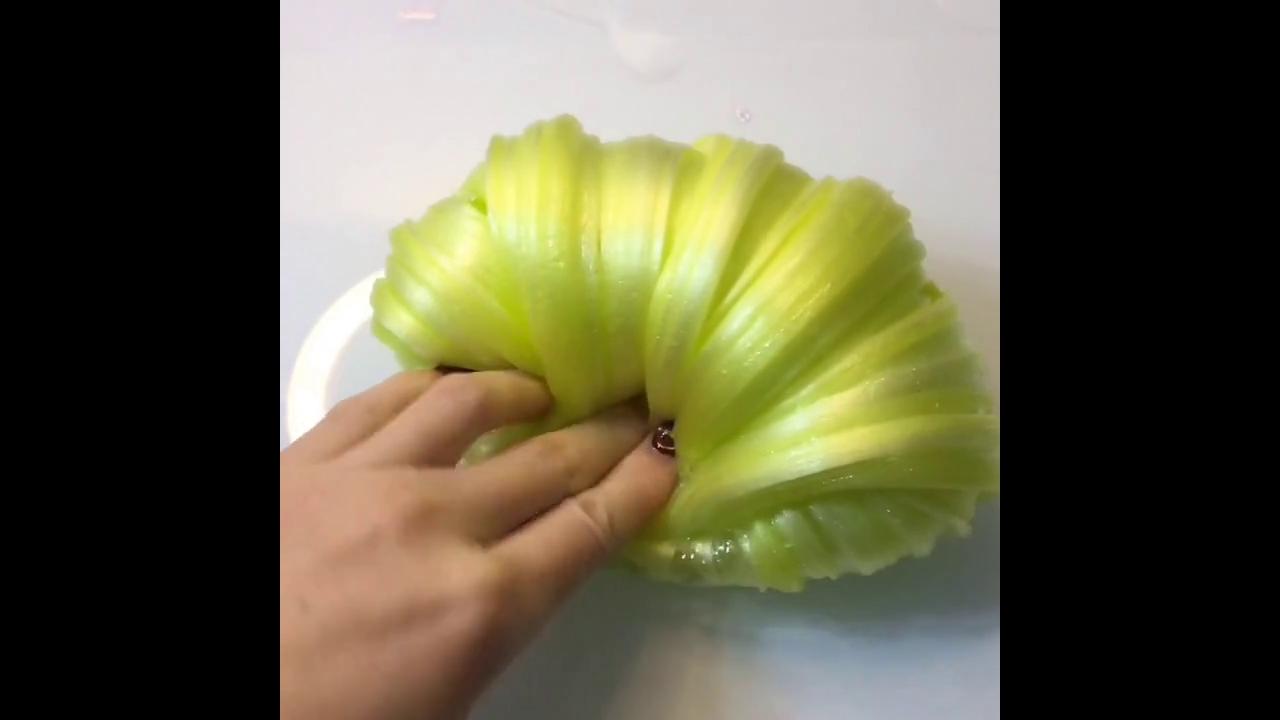 Poking clear yellow slime ASMR