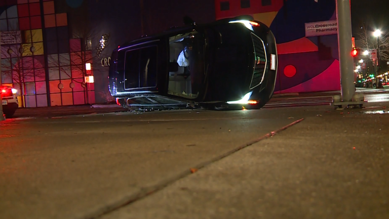 Driver to be cited after car flips on side in overnight crash in Over ...