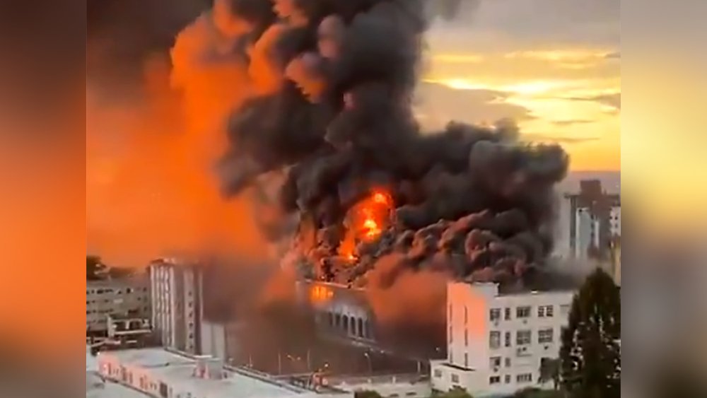 Major fire rages in historic school