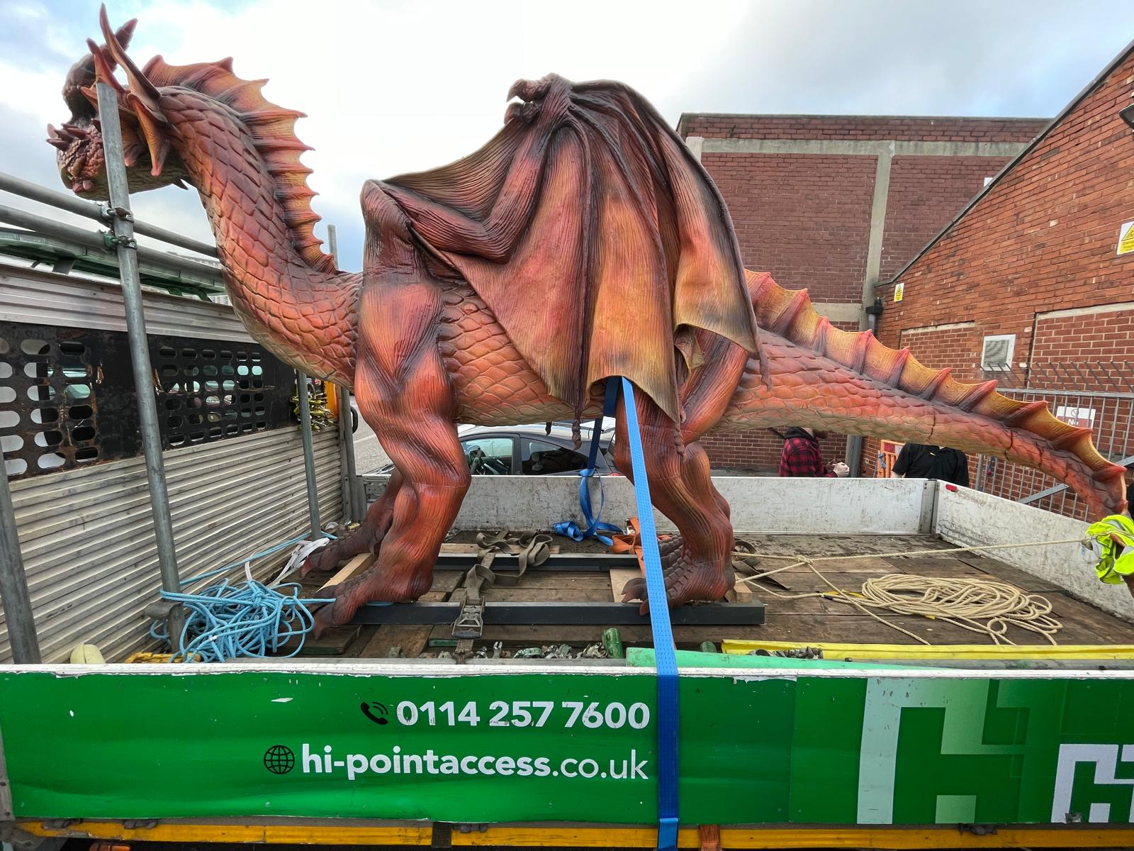 Huge dragon prop turns heads as it is delivered through Sheffield ahead ...
