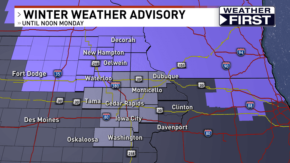 Winter weather advisory issued in north and northeast Iowa until noon ...