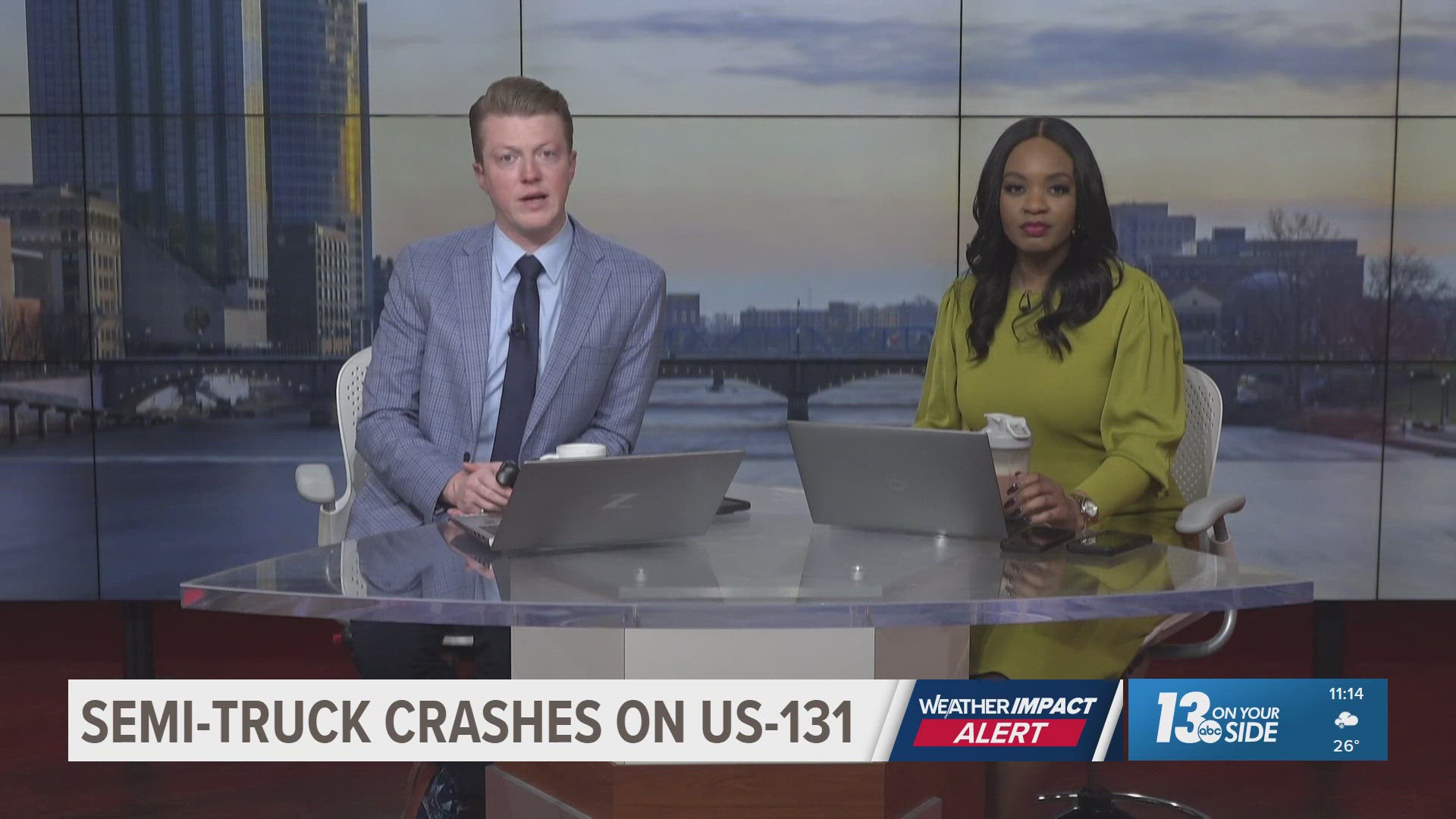 Weather chaser witnesses semi crash on US-131