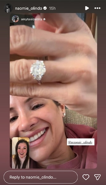 Naomie Olindo shows off her engagement ring on Instagram.