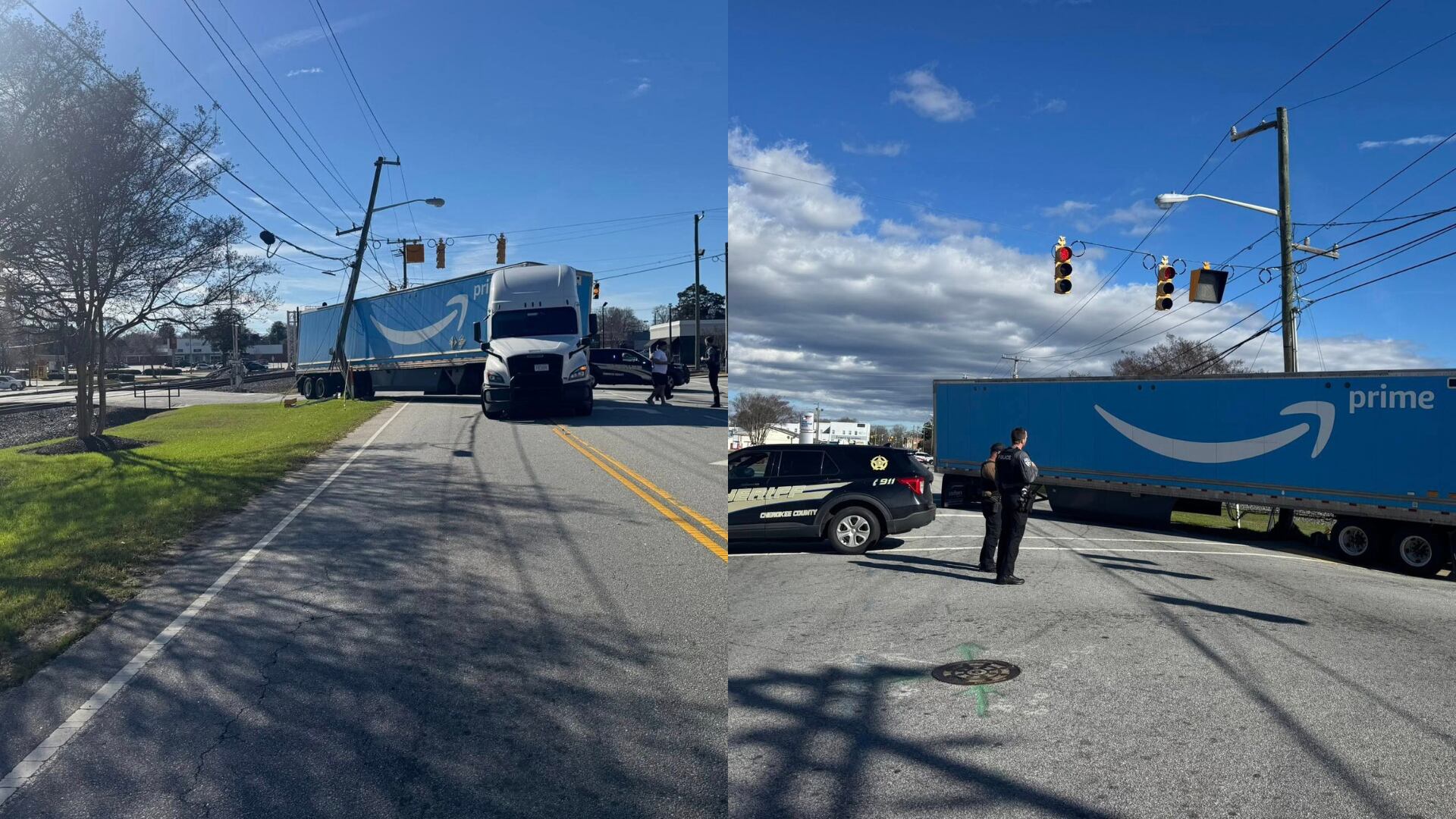 Road reopened after semi truck collides with power pole in Gaffney
