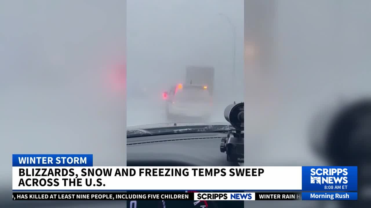 Blizzards sweep across the US plains