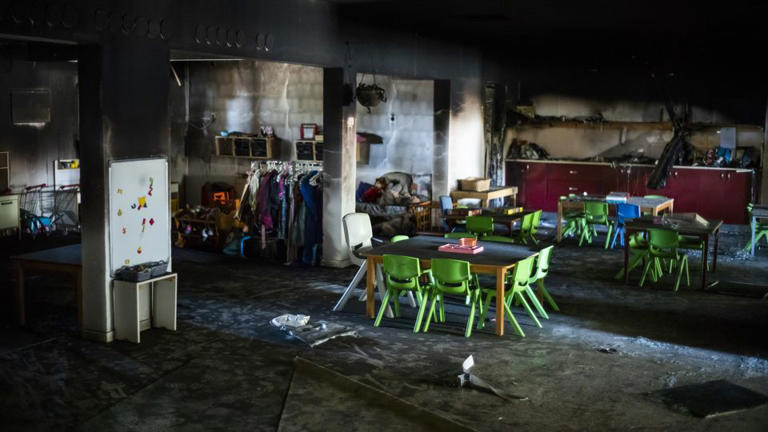 A view of the devastation caused by Hamas-led militants on the kibbutz Nir Oz, southern Israel, on October 19, 2023. - Ilia Yefimovich/picture alliance/Getty Images