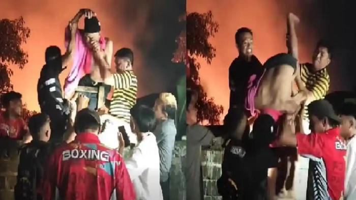 KEBAKARAN - Kolase foto warga bahu membahu menolong penghuni panti jompo saat Panti Werdha Damai Manado, Sulawesi Utara terbakar pada Minggu (28/12/2025). Dalam insiden ini, 16 orang meninggal dunia, di mana 15 tubuh mereka ditemukan hangus terbakar, dan 1 tubuh lainnya masih dalam keadaan utuh.