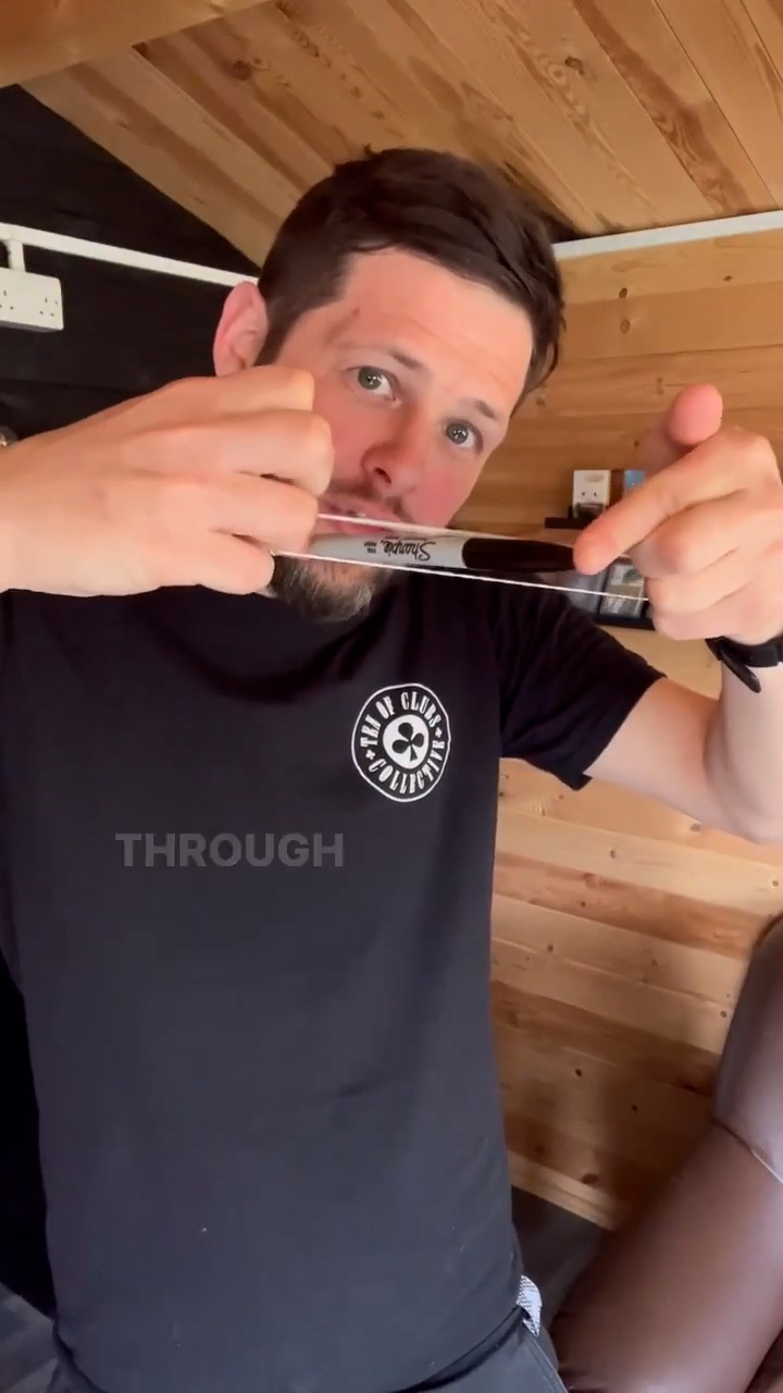 How does the pen go straight through?