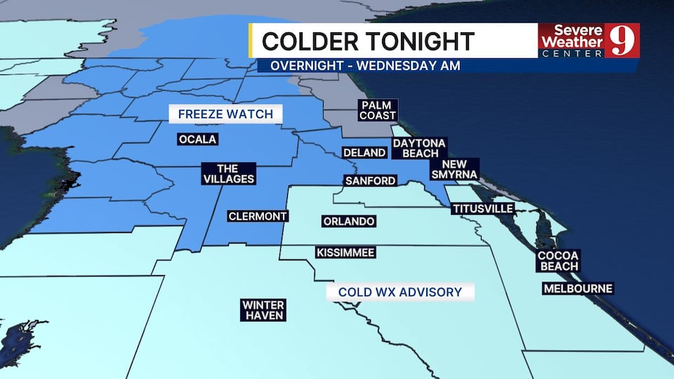 Cold weather advisories issued as temperatures tumble in Central Florida
