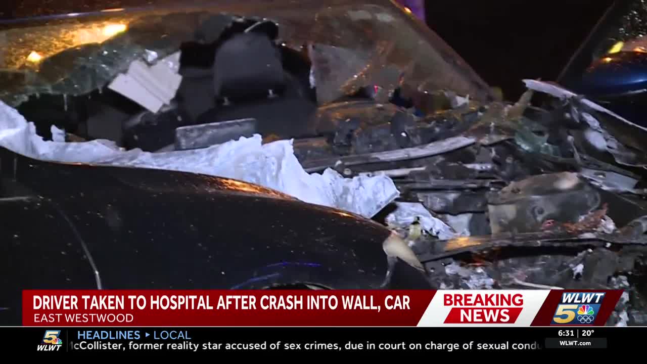 Police: Driver hospitalized after crashing into wall, car in East Westwood
