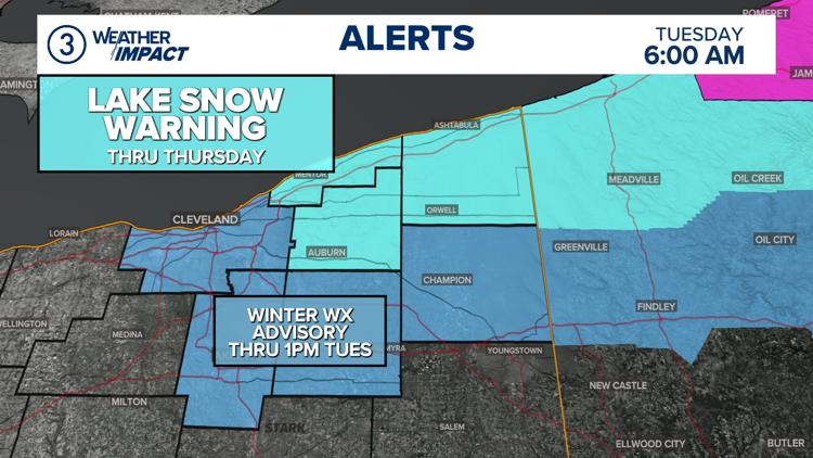 Winter weather advisory, lake effect snow warning issued for Northeast ...