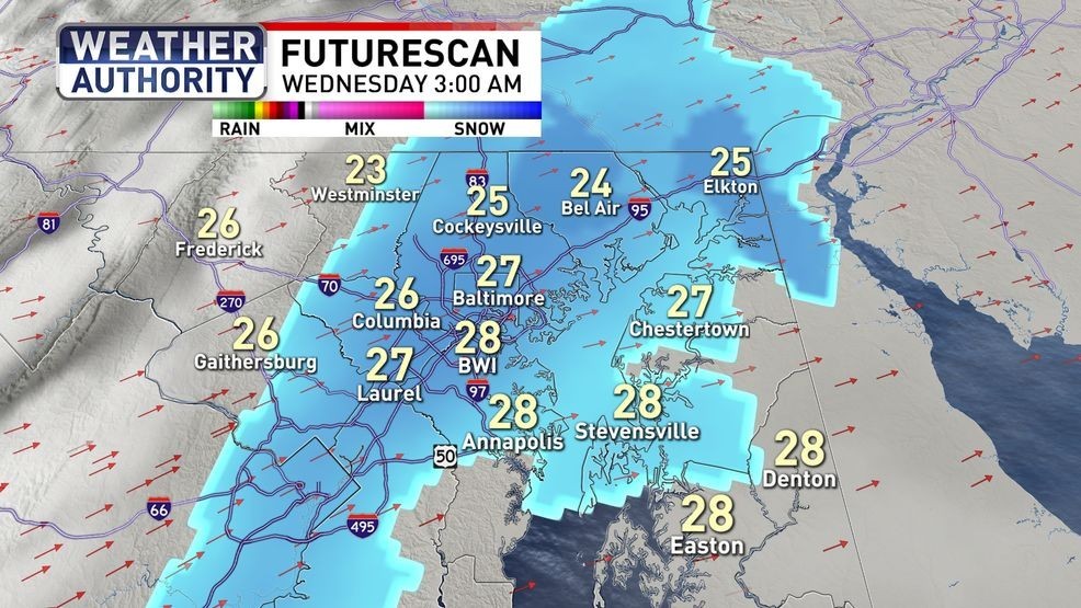 Cold & windy Tuesday; some snow possible for New Year's Eve in Maryland