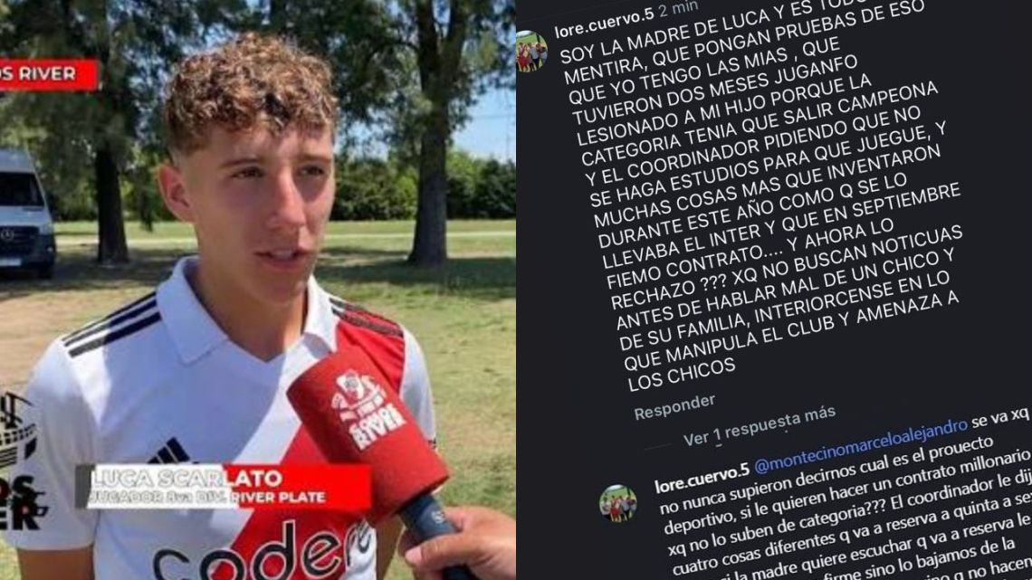 Luca Scarlato se va de River por patria potestad: La madre apuntó a ...